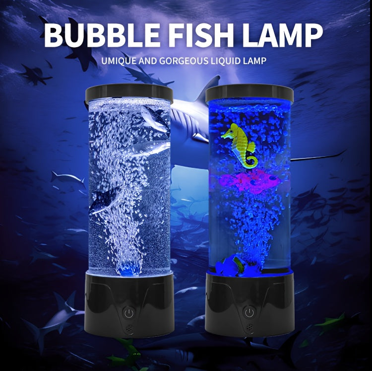 Bubble Fish Lava Lamp 17 Colors 4 Modes LED Artificial Fish Tank Night Light – Battery & USB Powered Mini Bubble Lamp with Remote for Room Decor & Gifts