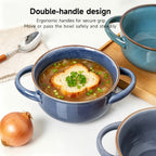Colorful Ceramic Double-Handled Bowl Set Dopamine Style 28oz Extra-Large – Microwave & Dishwasher Safe for Soup, Salad, Pasta & Ramen – 2 or 4 Piece, Assorted Colors