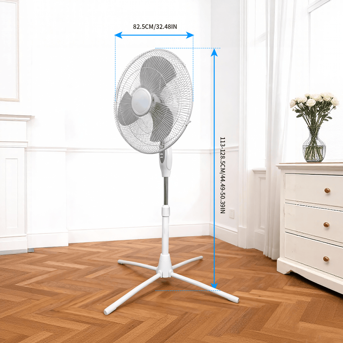 18-Inch Oscillating Pedestal Stand Fan with Remote Control Option – 3-Speed Floor Fan for Home Bedroom Living Room Office