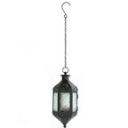 Moroccan Hanging Candle Lantern with Chain – Vintage Boho Style Iron & Glass Tealight Holder for Home, Patio, Garden, Wedding & Ramadan Decor (23.5" Overall)