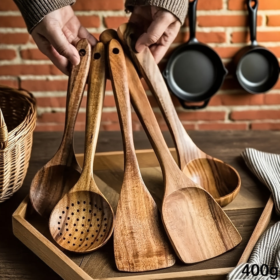 Premium Wooden Kitchen Utensil Set | Heat-Resistant, Non-Stick Safe | 3, 5 or 10 Piece