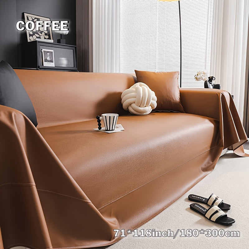 Faux Leather Sofa Cover Universal Anti-Slip Pet Friendly Machine Washable Couch Slipcover All Season Light Grey Coffee Black 3 Sizes