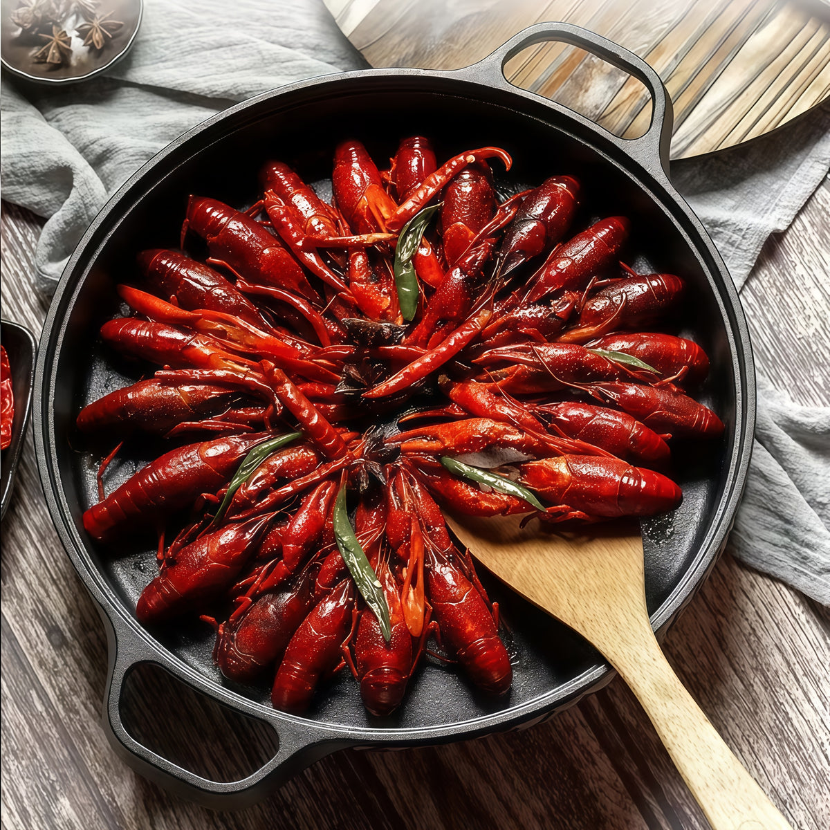 Deep Cast Iron Skillet 8.66 Inch with 2 Handles and Wooden Shovel Flat Bottom Frying Pan Oven Stovetop Grill Campfire Safe for Steak Bread Pizza Camping