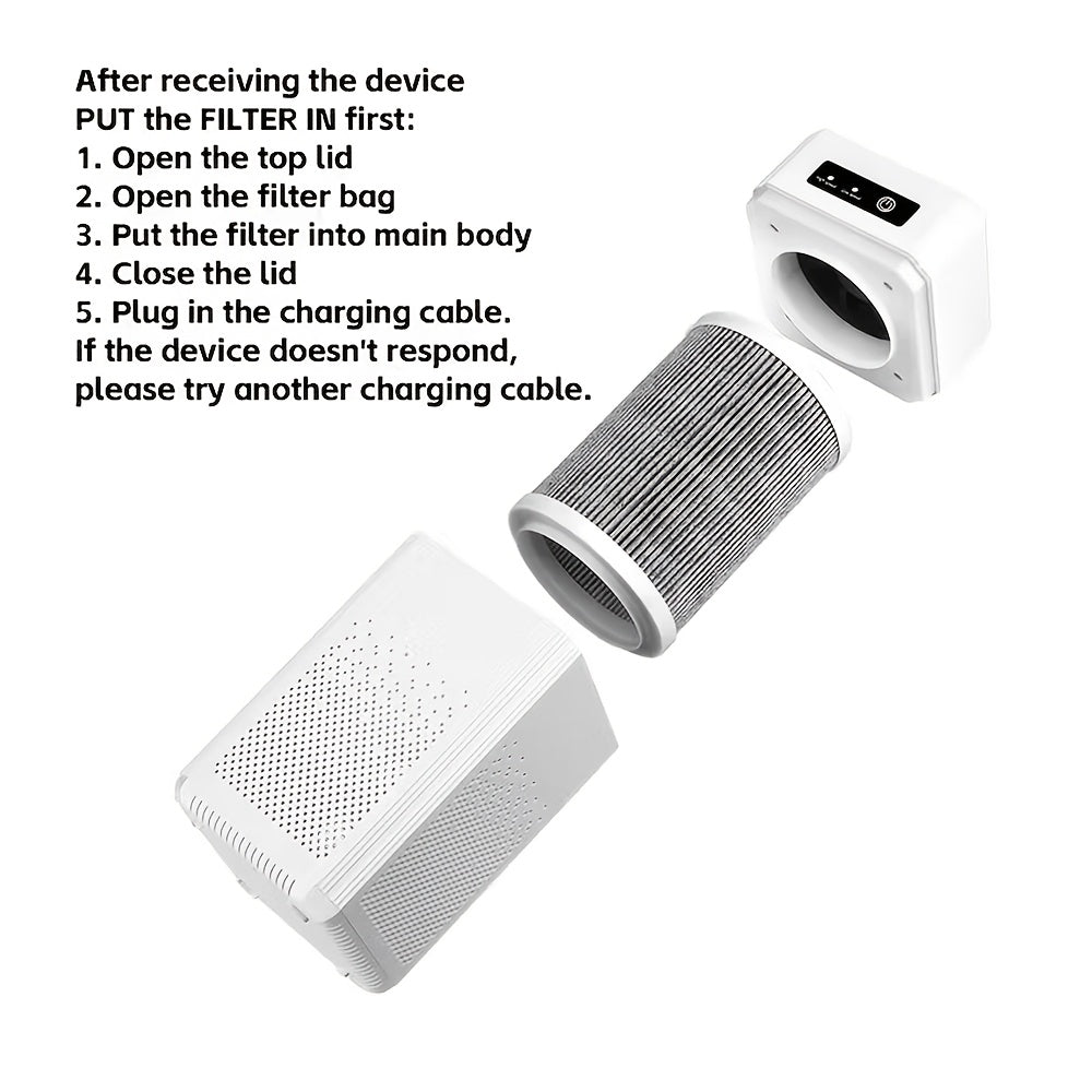 Portable Air Purifier 2 Pack USB Powered Ultra-Quiet 34dB with Replacement Filters – Personal Air Cleaner for Bedroom, Home Office, Desk & Dorm Room, Removes Dust, Allergens & Odors