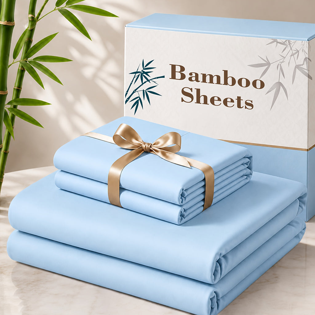 Cooling Bamboo Bed Sheet Set 3 4 Piece 3000TC - Extra Deep Pocket 20 Inch Soft Hotel Quality Wrinkle Resistant Twin Full Queen King Hot Sleepers