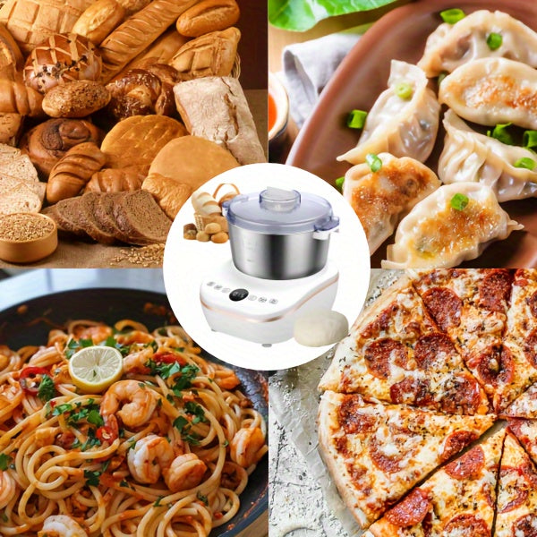 Electric Dough Maker 5.2Qt 250W 304 Stainless Steel Bowl with Ferment Function - Automatic Kneading Machine for Bread, Pizza, Pasta, Roti, Dumplings - Adjustable Time, 3 Modes, Home Kitchen