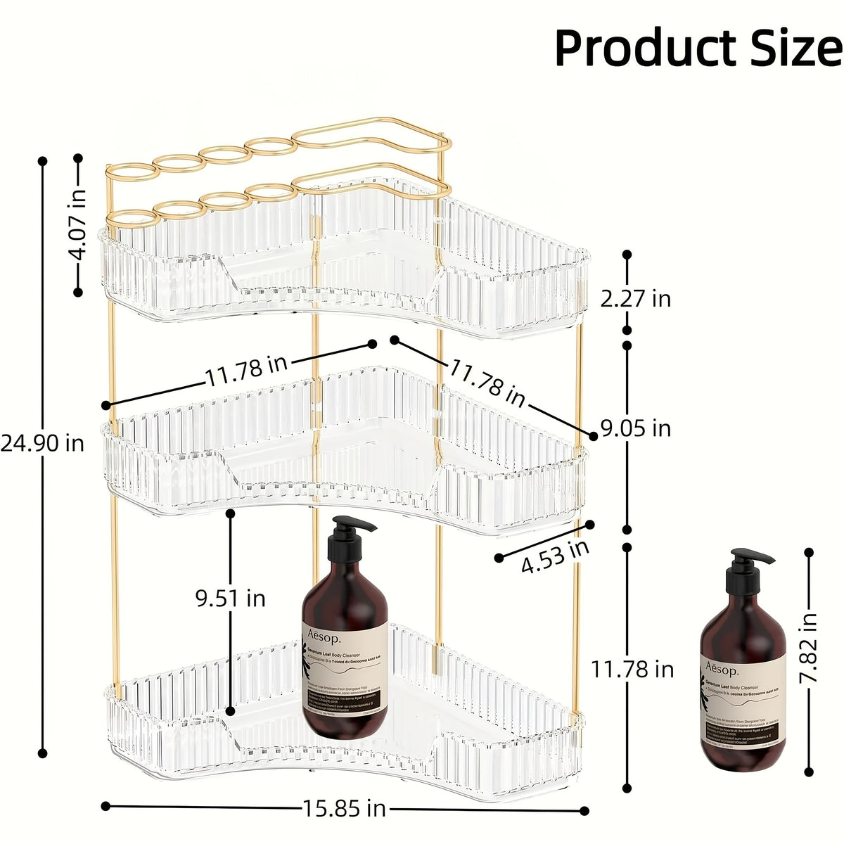 Corner Shower Shelf Bathroom Organizer with 2 or 3 Tiers - Space Saving Corner Storage Rack for Cosmetics, Toothbrush & Toiletries, Lightweight Caddy for Bathroom, Bedroom & Kitchen