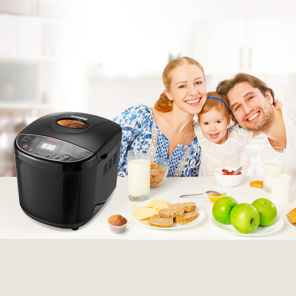 Bread Maker Machine 19-in-1 with Ceramic Non-Stick Pan, 15-Hour Timer, 3 Crust Colors, Auto Keep-Warm – Up to 2 LB Loaf
