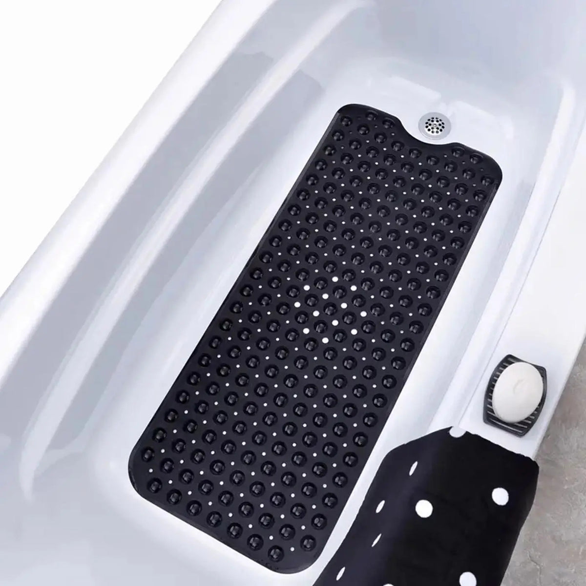 Foldable Non-Slip Shower Mat PVC Bathtub Mat with Suction Cups – 27.56x15.75 Inch, Compact & Easy to Store, Black Bathroom Safety Mat