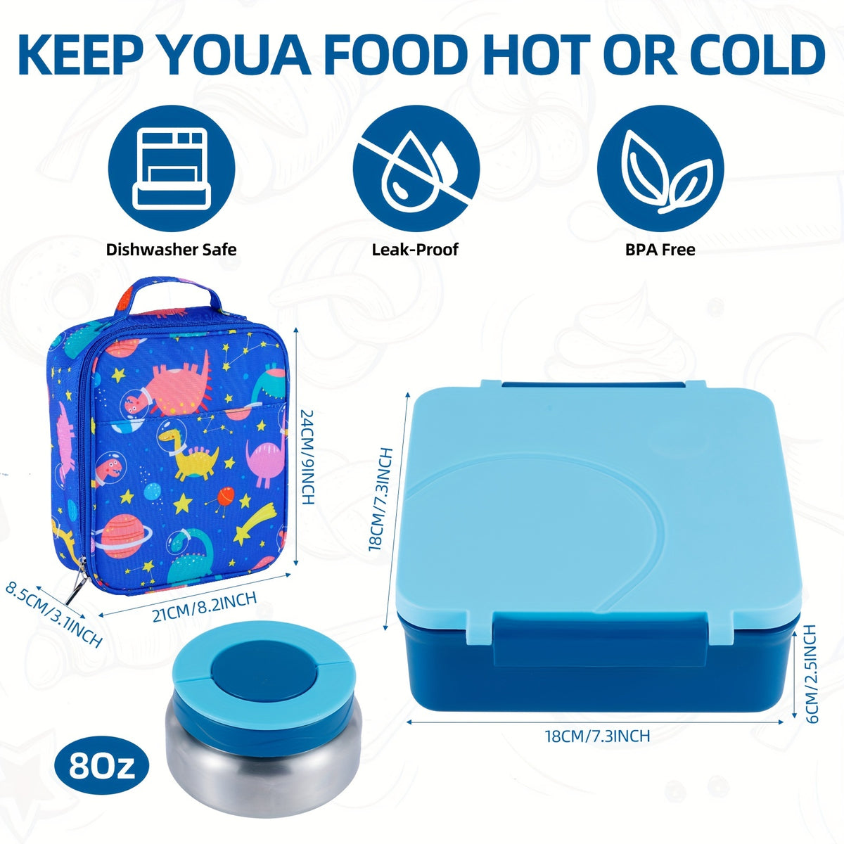 Insulated Lunch Box Set with Stainless Steel Thermal Soup Cup, Thermal Lunch Bag & Utensils – Kids & Adult Bento Lunch Kit