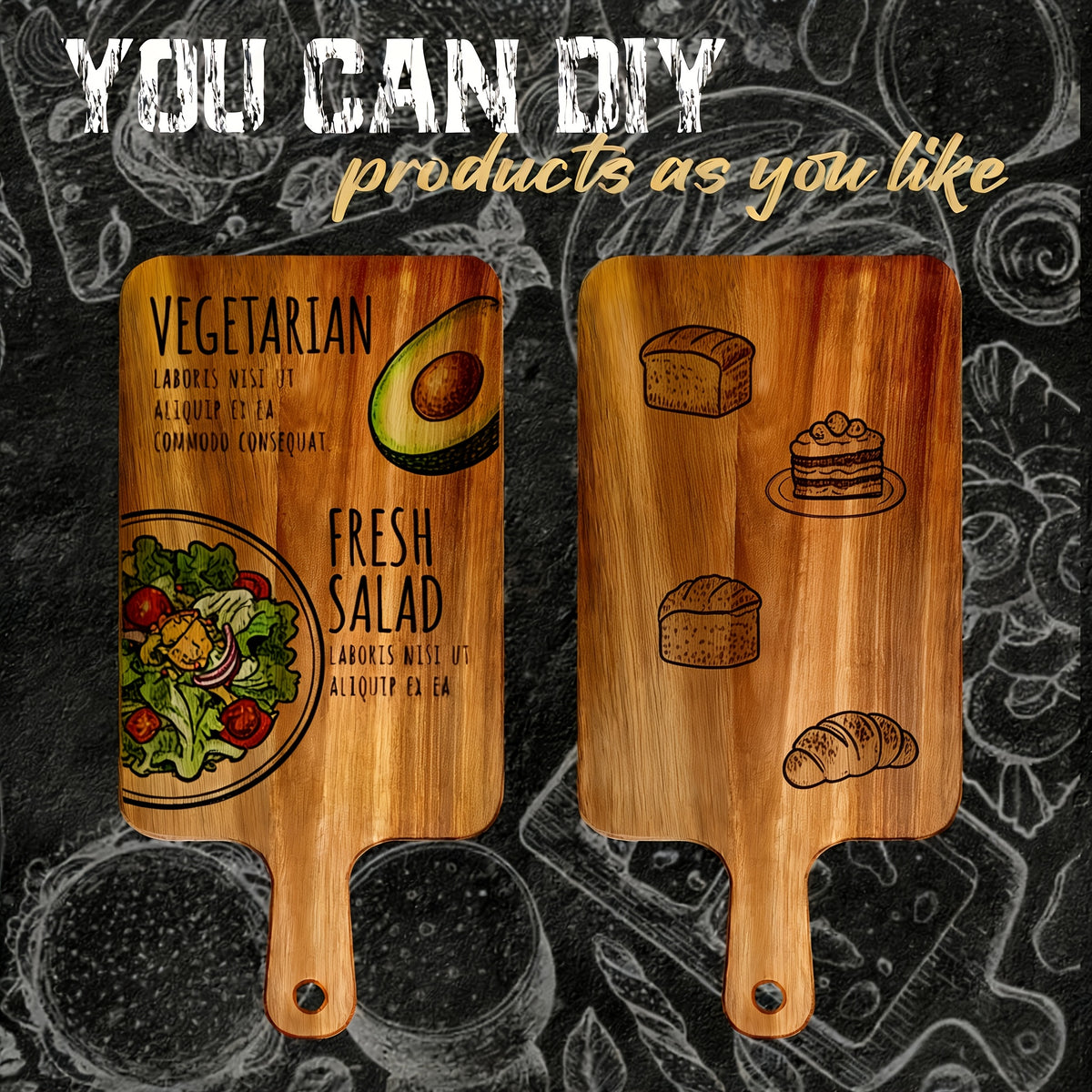 5 or 10-Pack Wood Cutting Boards with Handle – 15.7" x 7.8" Bamboo or Acacia Chopping Boards for Vegetables, Meat & Cheese – Durable Kitchen Food Prep Boards for Home Chefs