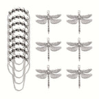 Dragonfly Shower Curtain Hooks Set of 12 – Decorative Metal Anti-Rust Spring Insect Theme Ball Sliding Easy Install Bathroom Rings, Silver or Black