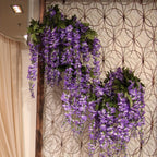 Artificial Wisteria Vine Garland 24 Pack 90 Feet Fake Hanging Flower String Purple Silk Floral Decor for Wedding Backdrop Party Ceiling Home Living Room Bedroom Outdoor Garden Boho Decor Bulk