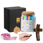 Bible Verse Scripture Jar 92 Cards with Wooden Cross Handmade Christian Gift – Inspirational Daily Scripture Cards for Women Faith Prayer Gift Easter Christmas
