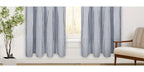 Bohemian Semi-Sheer Linen Cotton Curtains Grommet Top – Patchwork Country Cottage Window Drapes, 1 or 2 Panels, All Season, Bedroom Living Room Kitchen Bathroom Cafe Decor | Blue Green Dark Blue