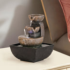 Resin Waterfall Tabletop Fountain USB Powered – Indoor Decorative Flowing Water Feature for Home & Office Relaxation, Meditation Zen Decor, Suitable for Living Room, Bedroom & Desktop