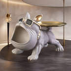 Decorative Resin Bulldog Tray Statue Modern Dog Figurine Key Tray Entryway Organizer Candy Jewelry Earring Tray Holder Home Office Dining Table Decor Desk Accent Christmas New Year Gift Dog Lover
