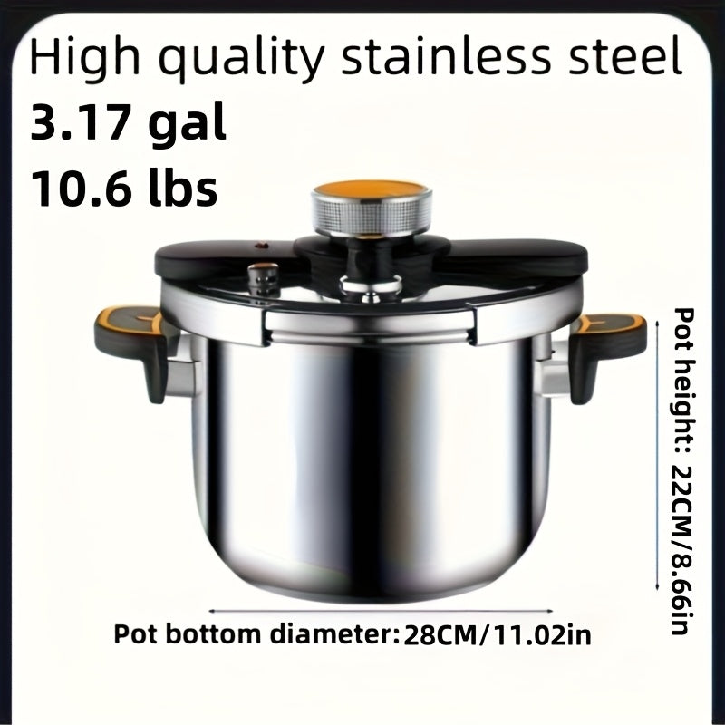 Stainless Steel Pressure Cooker Fast Cooking with One-Touch Locking Lid, Safety Valve & Pressure Gauge – Induction & Gas Compatible for Indoor Outdoor Use
