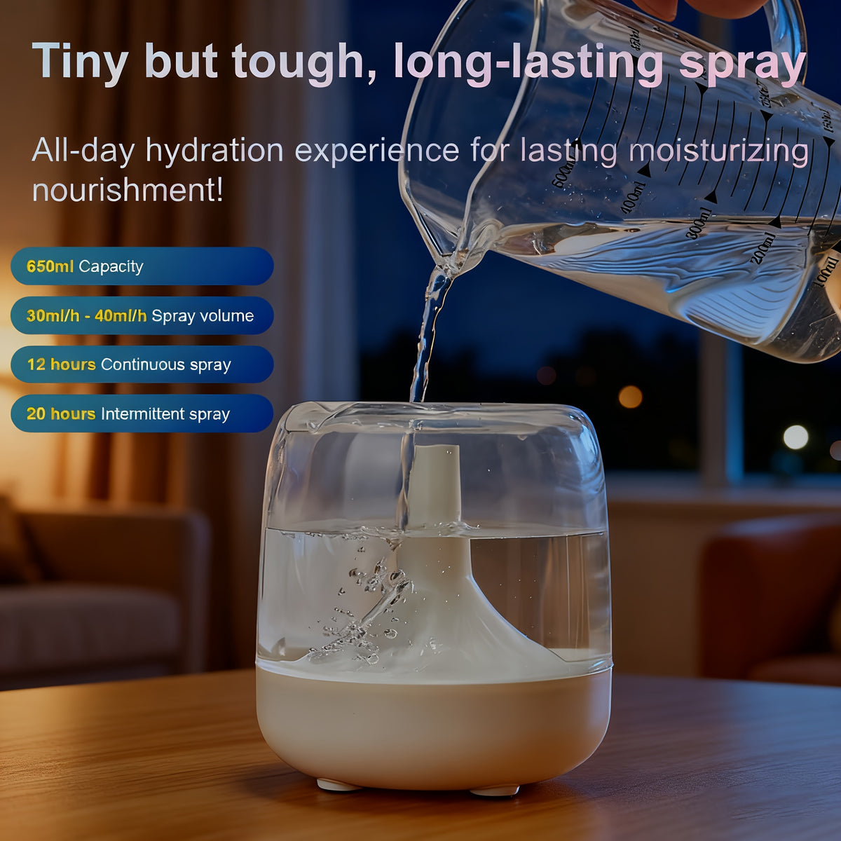 Cool Mist Humidifier Essential Oil Diffuser 21.98oz Large Capacity with Color Night Light USB Portable Bedroom Humidifier