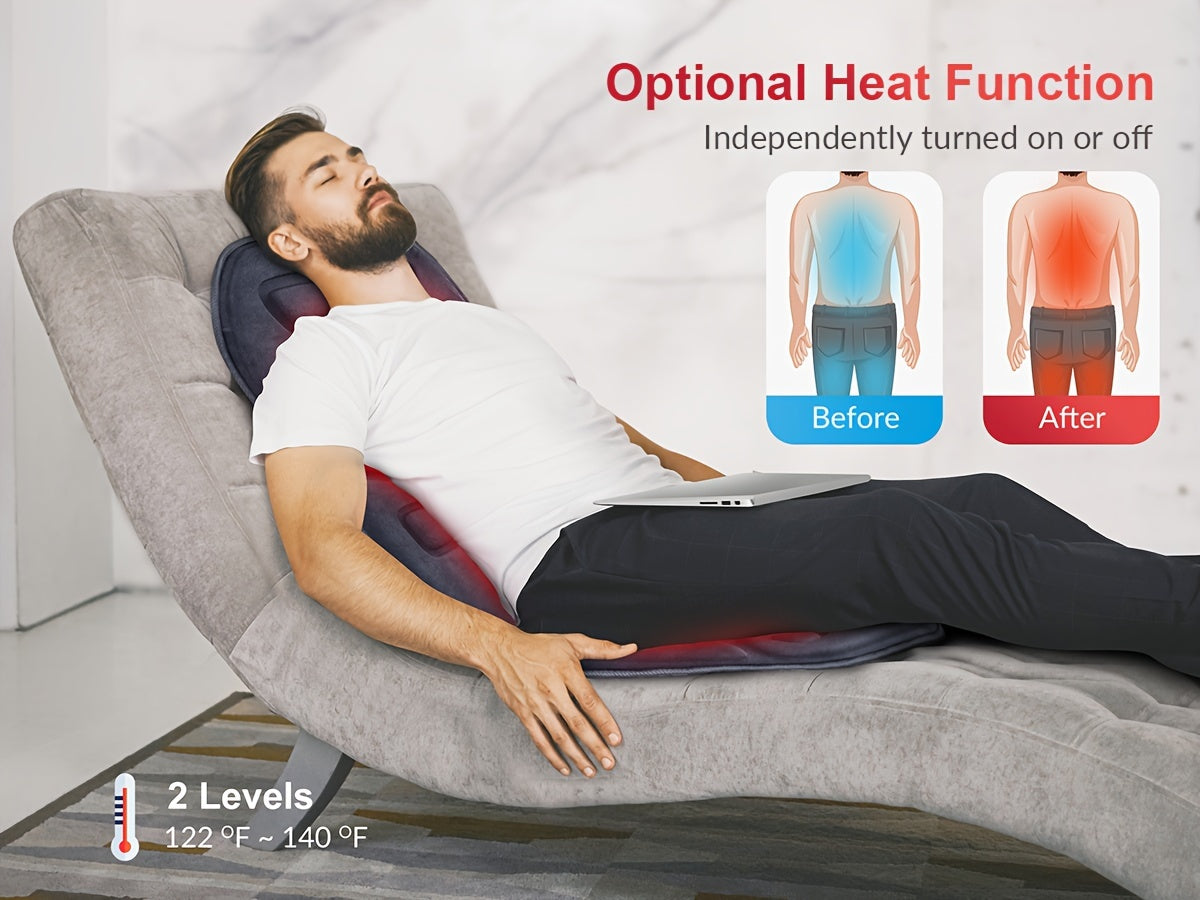Heated Massage Seat Cushion with 10 Vibration Motors – 5 Modes 3 Intensity Levels Back & Seat Warmer Pad for Recliner Office Chair, 30-Min Auto Shut-Off, Father's Day Mother's Day Gift