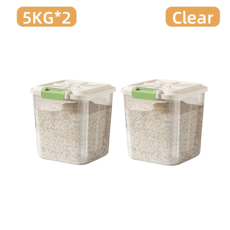 Large Capacity Rice Storage Box with Lid & Universal Wheels – Sealed PP Cereal Container, Movable Kitchen Pantry Storage, 2-Pack or 4-Pack (11–55 lbs)