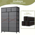 Tall Fabric Dresser with Wood Top & Metal Frame – Large Bedroom Dresser Storage Drawer Unit 37"W x 52"H for Closet Living Room Entryway