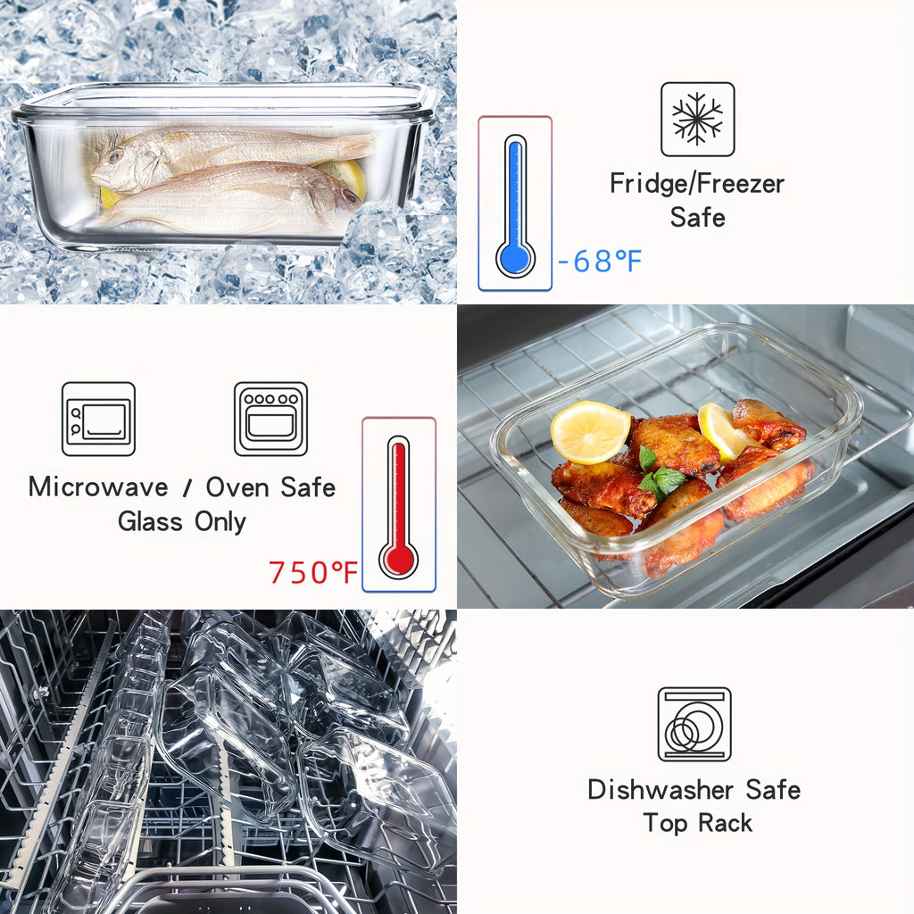 12-Pack Glass Food Storage Containers with Airtight Lids – Meal Prep Containers, Dishwasher Safe, BPA Free, Mother's Day & Holiday Gift Set