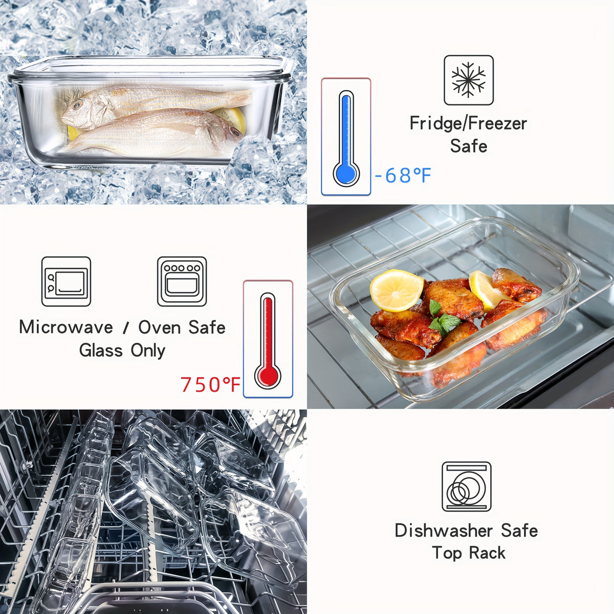 12-Pack Glass Food Storage Containers with Airtight Lids – Meal Prep Containers, Dishwasher Safe, BPA Free, Mother's Day & Holiday Gift Set