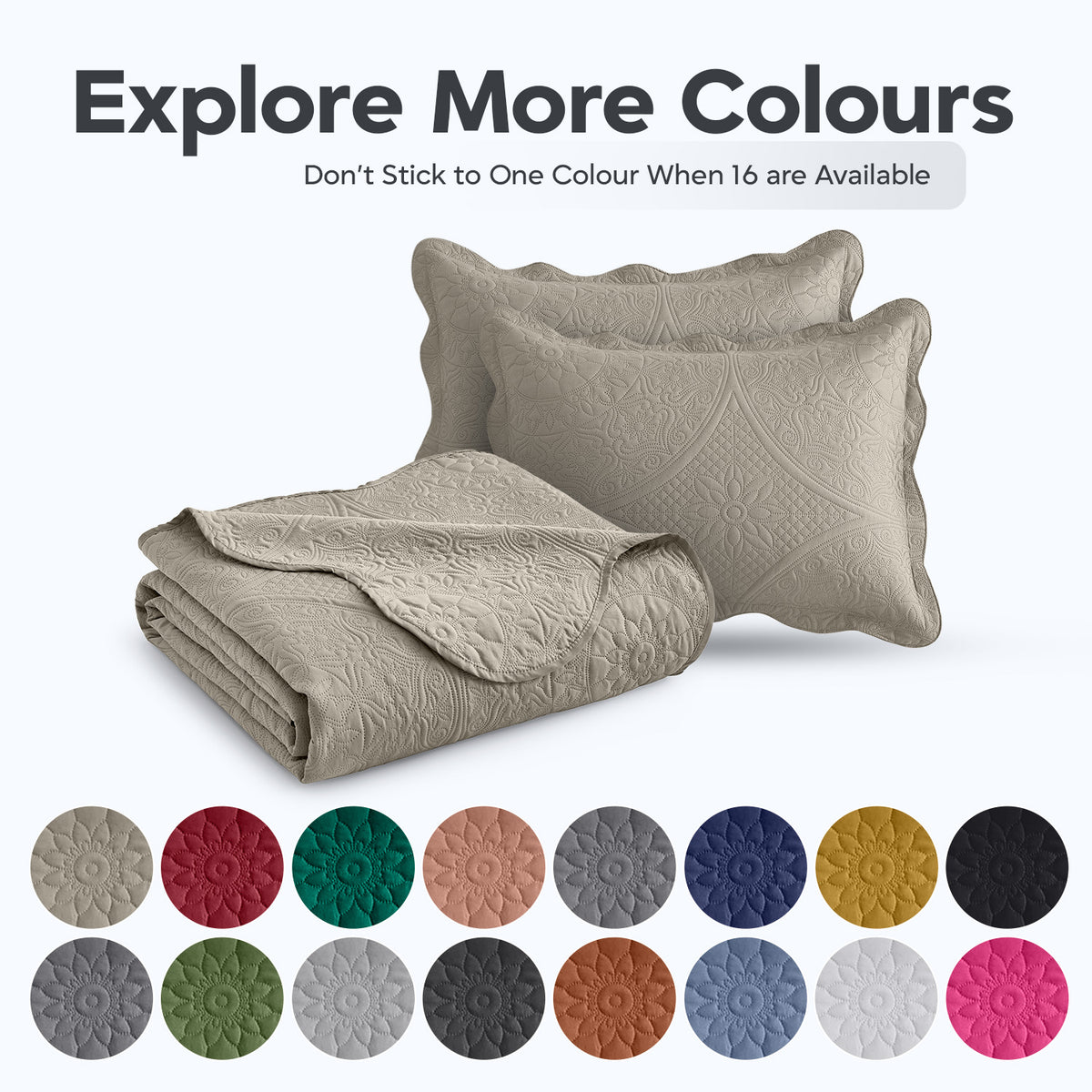 Luxury Quilted Bedspread Set 3 Piece Floral Coverlet with Pillow Shams Breathable Lightweight All Season - Twin Queen King California King 16 Colors