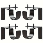 No-Drill Black Curtain Rod Brackets – Heavy Duty Screwless Steel Holders, Adjustable, Holds 20 lbs | Set of 4, 8, or 12 | Nuvia Haven