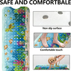 Non-Slip Bathtub Mat with Suction Cups & Drain Holes – PVC Shower Mat 40x16, Cushioned, Machine Washable, Fun Ocean Designs for Kids & Adults
