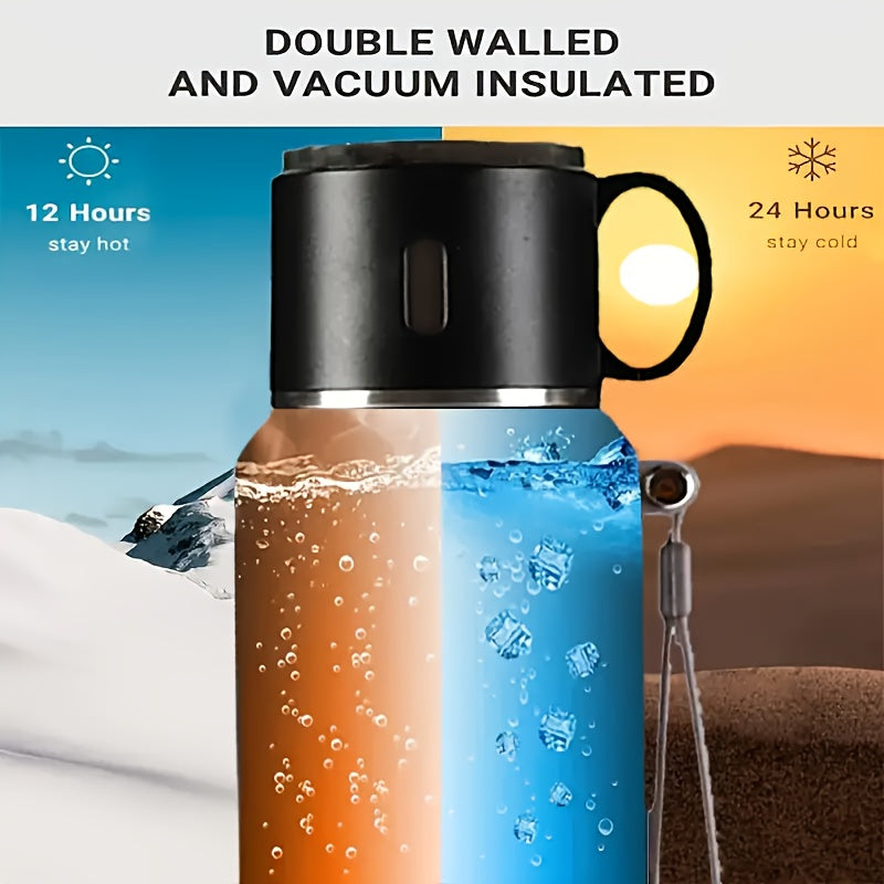Vacuum Insulated Water Bottle 600ml 316 Stainless Steel Double Wall – Leak-Proof Lid with Handle for Travel, Gym, Office & Outdoors