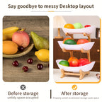 Tiered Fruit Basket Stand 2 or 3 Layer Nordic Style Fruit Bowl Wooden Plastic Snack Tray Kitchen Counter Organizer for Home Dining Table Storage