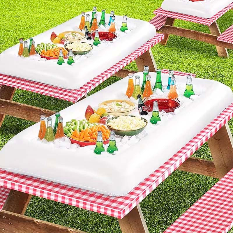 Inflatable Pool Cooler Bar with Drink Holders – Floating Ice Cooler for Pool Party Beach BBQ Summer Outdoor Fun, Easy Inflate, Portable Pool Float Beverage Bar