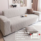 Jacquard Elastic Sofa Cover – Modern Artistic Slip-Resistant Couch Slipcover | All-Season Polar Fleece Furniture Protector for Living Room, Office & Bedroom | Includes Free Pillow Cover | 1-4 Seater