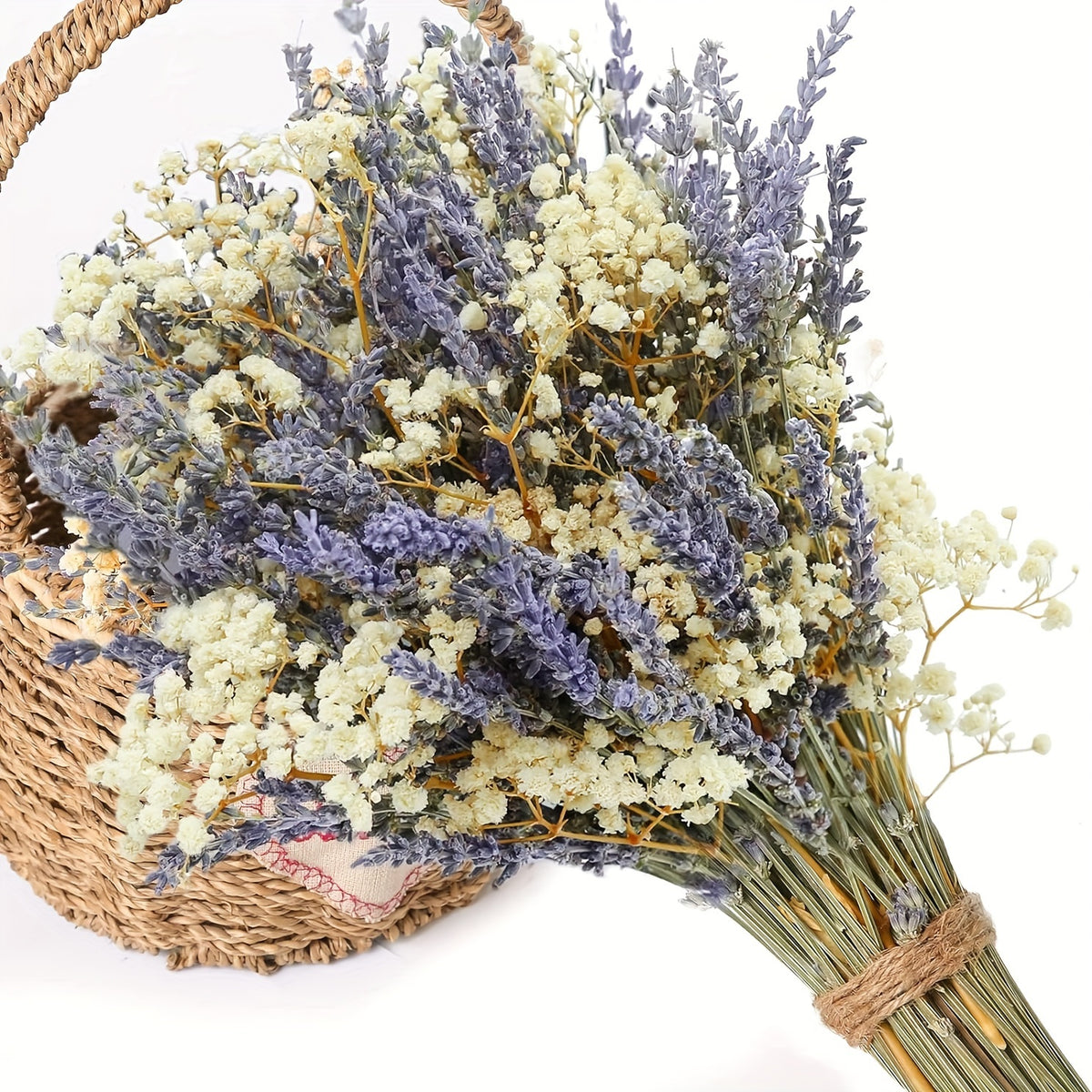Dried Lavender & Baby’s Breath Flower Bundles 2 Bunches 17 Inch – Dried Gypsophila Bouquet for Vase, Home Decor, Wedding, Photography & DIY Wreath – Valentine’s Day Floral Arrangement Gift