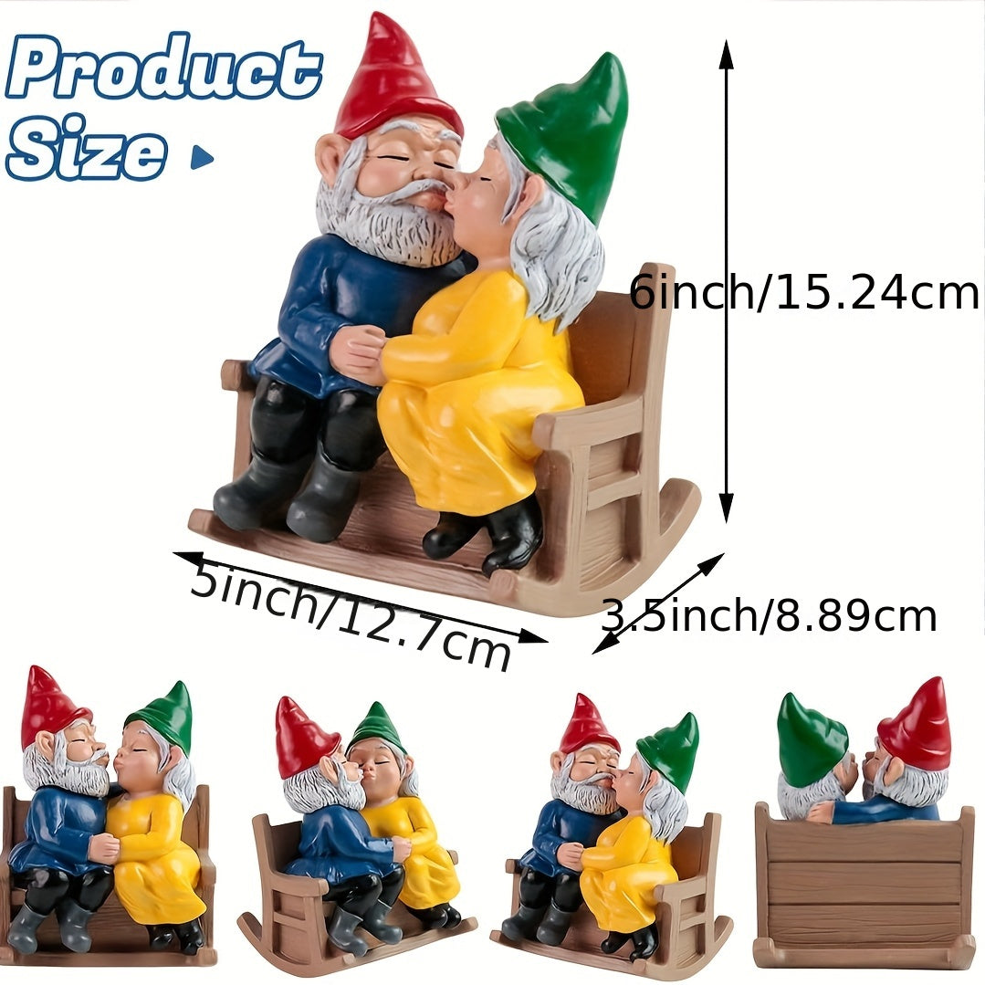 Kissing Couple Gnome Statue – Cute Garden Gnome Figurine for Indoor & Outdoor Decor | 5"L x 3.5"W x 6"H Romantic Gnome Sculpture | Valentine's Day, Wedding & Anniversary Gift