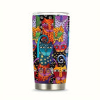 Cat Lover Gift Tumbler 20oz Boho Rainbow Cat Art Insulated Stainless Steel Travel Mug – Leakproof Birthday Gift for Cat Mom Women Pet Lovers
