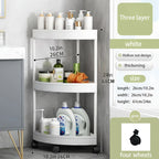 Rotating Corner Shelf for Bathroom – Fan-Shaped 3-Tier 90° Space-Saving Storage Rack with Hollow Drainage | Thickened Plastic Corner Organizer for Kitchen, Bedroom & Living Room | White & Black