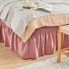 Elastic Wrap Around Bed Skirt No-Lift, 15 Inch Drop Microfiber Dust Ruffle, 30 Fade-Resistant Colors, Machine Washable, Twin Full Queen King Size