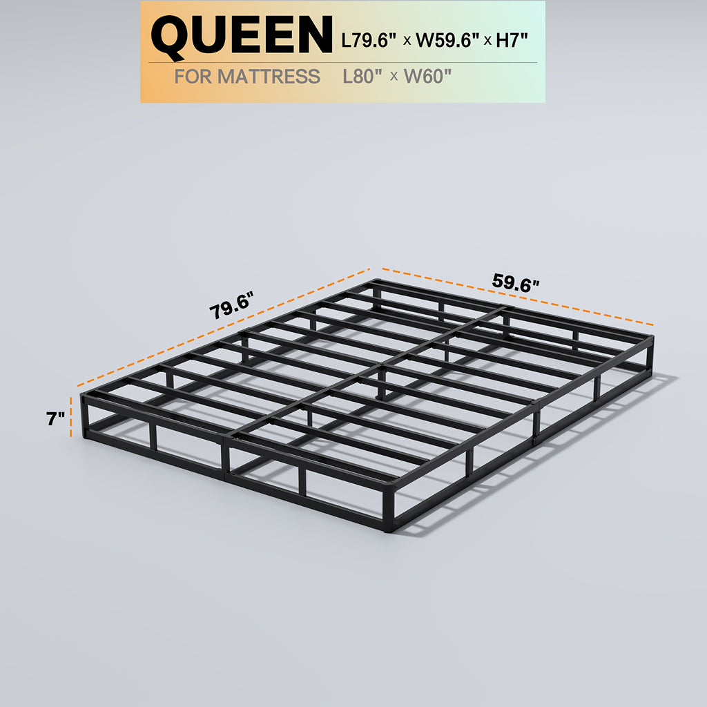 Box Spring Bed Base 5/7/9 Inch – 3000 Lbs Heavy Duty Metal Mattress Foundation, Fabric Cover, Noise-Free & Easy Assembly | Twin & Queen