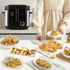 Electric Deep Fryer with Stainless Steel Basket 1.5L-6L Adjustable Temperature Foldable Handle Easy-Clean Dishwasher Safe
