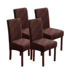 Stretch Jacquard Dining Chair Covers 4/6 Pack – Polar Fleece Slipcovers with Elastic Band, Removable Washable Chair Protector for Dining Room Kitchen Hotel Restaurant Home Decor