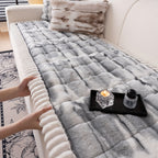 Plush Sofa Cover Super Soft Thickened Warm Anti-Slip Couch Cushion Mat – Furry Velvet Sofa Protector for Living Room Bedroom, Easy Care Durable Home Decor Furniture Cover