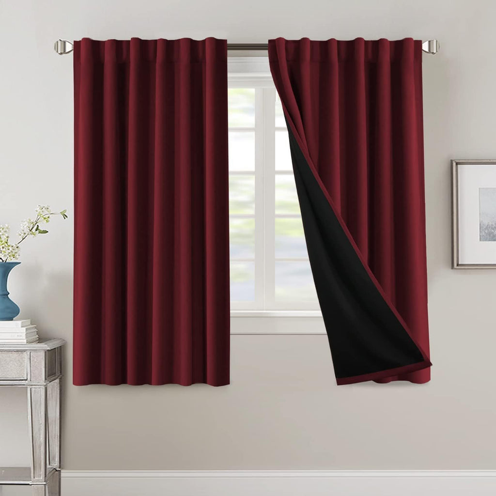Blackout Curtains 2 Panels 100% Room Darkening 96 Inch Long – Triple Weave Thermal Insulated Back Tab & Rod Pocket Window Drapes for Bedroom & Living Room
