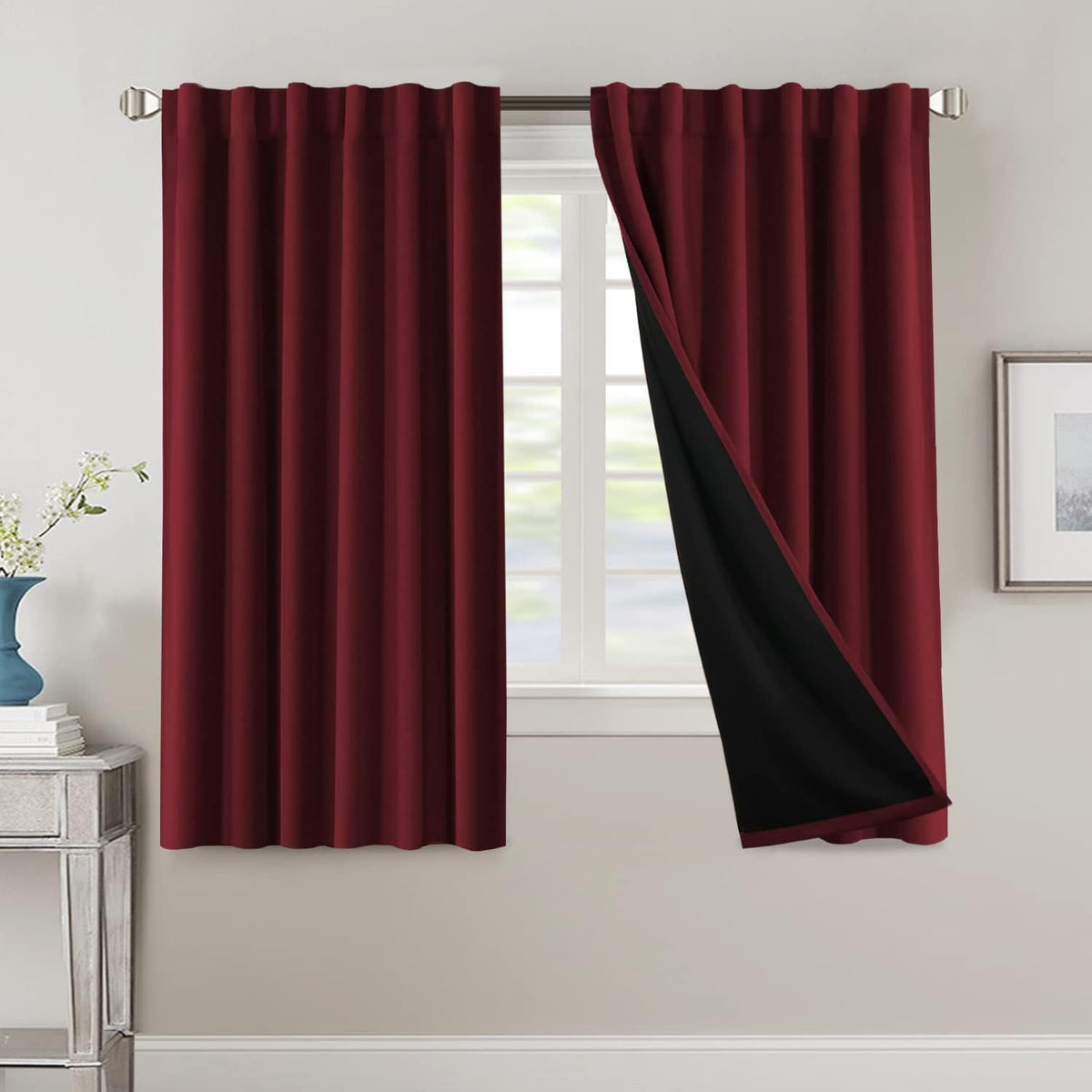Blackout Curtains 2 Panels 100% Room Darkening 96 Inch Long – Triple Weave Thermal Insulated Back Tab & Rod Pocket Window Drapes for Bedroom & Living Room