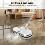 Electric Cordless Spin Mop Dual Motor 150RPM with LED Headlight Water Spray Tank Floor Cleaner for Hardwood Tile Marble Quiet Rechargeable Waxing Scrubber