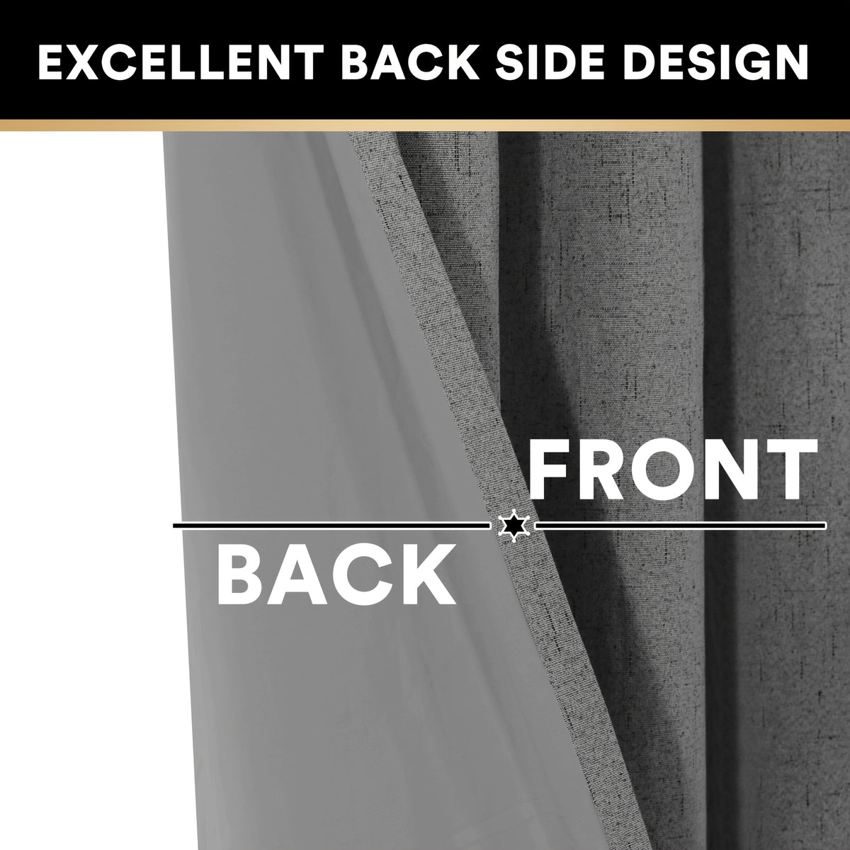 100% Blackout Linen Textured Curtains – Thermal Insulated Noise Reducing Grommet Window Drapes | 2-Panel Set for Bedroom, Living Room & Hall | 6 Neutral Colors
