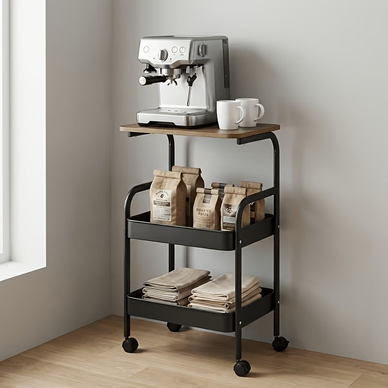 3-Tier Heavy-Duty Metal Rolling Kitchen Cart – Mobile Storage Shelving Unit for Pantry, Apartment & Small Spaces | Sturdy Utility Cart