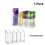 Clear Drink Packet Organizer with Removable Sections & Adjustable Dividers – Transparent Space-Saving Storage for Flavor Packets, Kitchen & Office (3 or 4 Compartments)